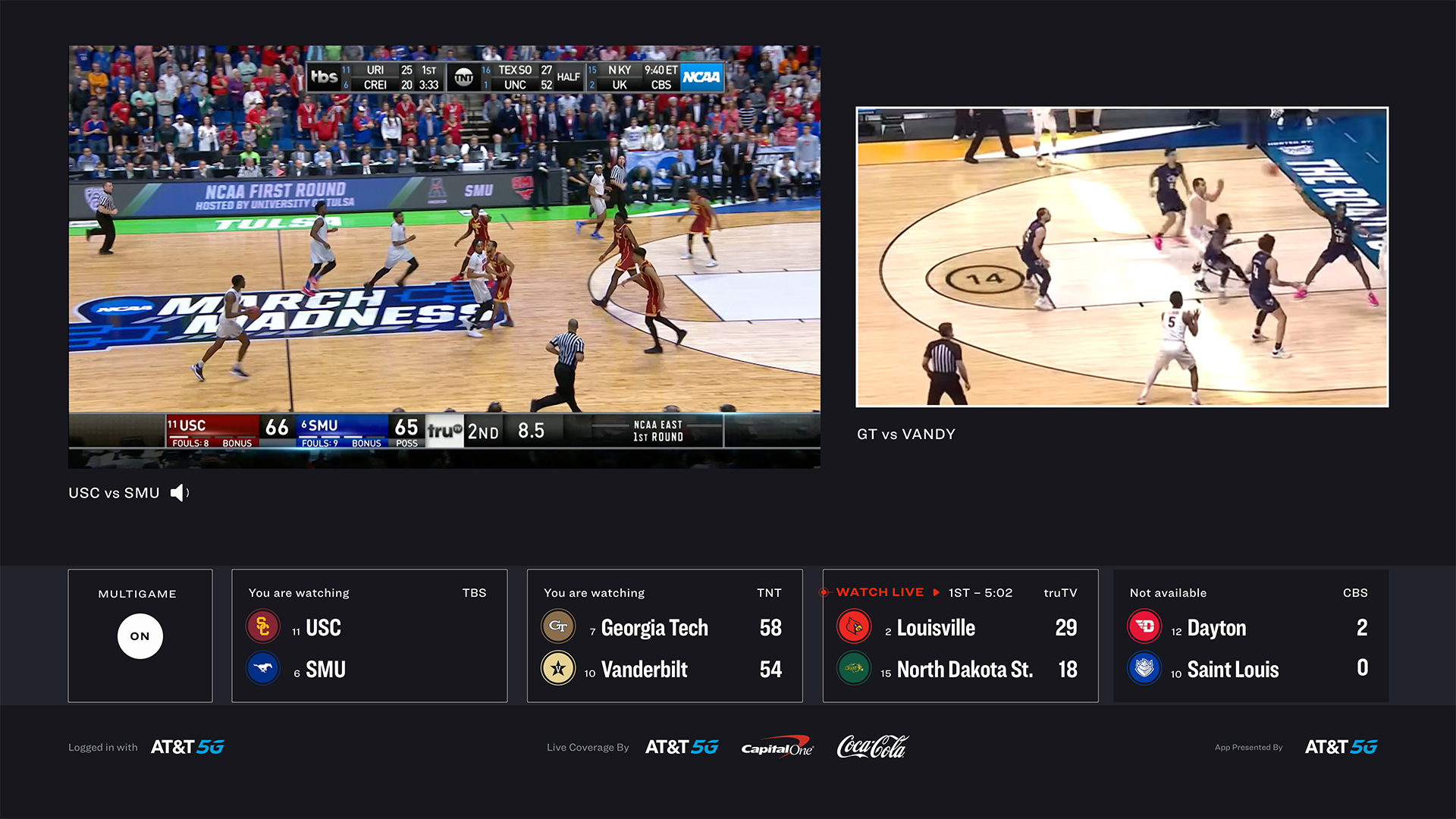 Ứng dụng March Madness Live sẽ cho phép bạn xem hai trò chơi NCAA cùng một lúc trên nhiều thiết bị hơn