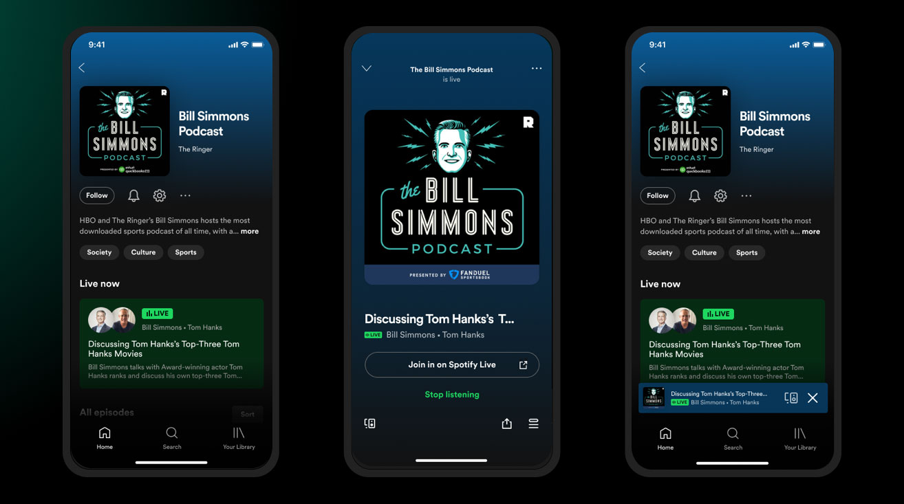 Spotify Greenroom hiện là Spotify Live và nó có sẵn trong ứng dụng chính
